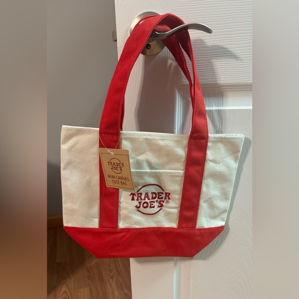 Trader Joe’s Mini Canvas Tote Bag RED - NEW With Tag